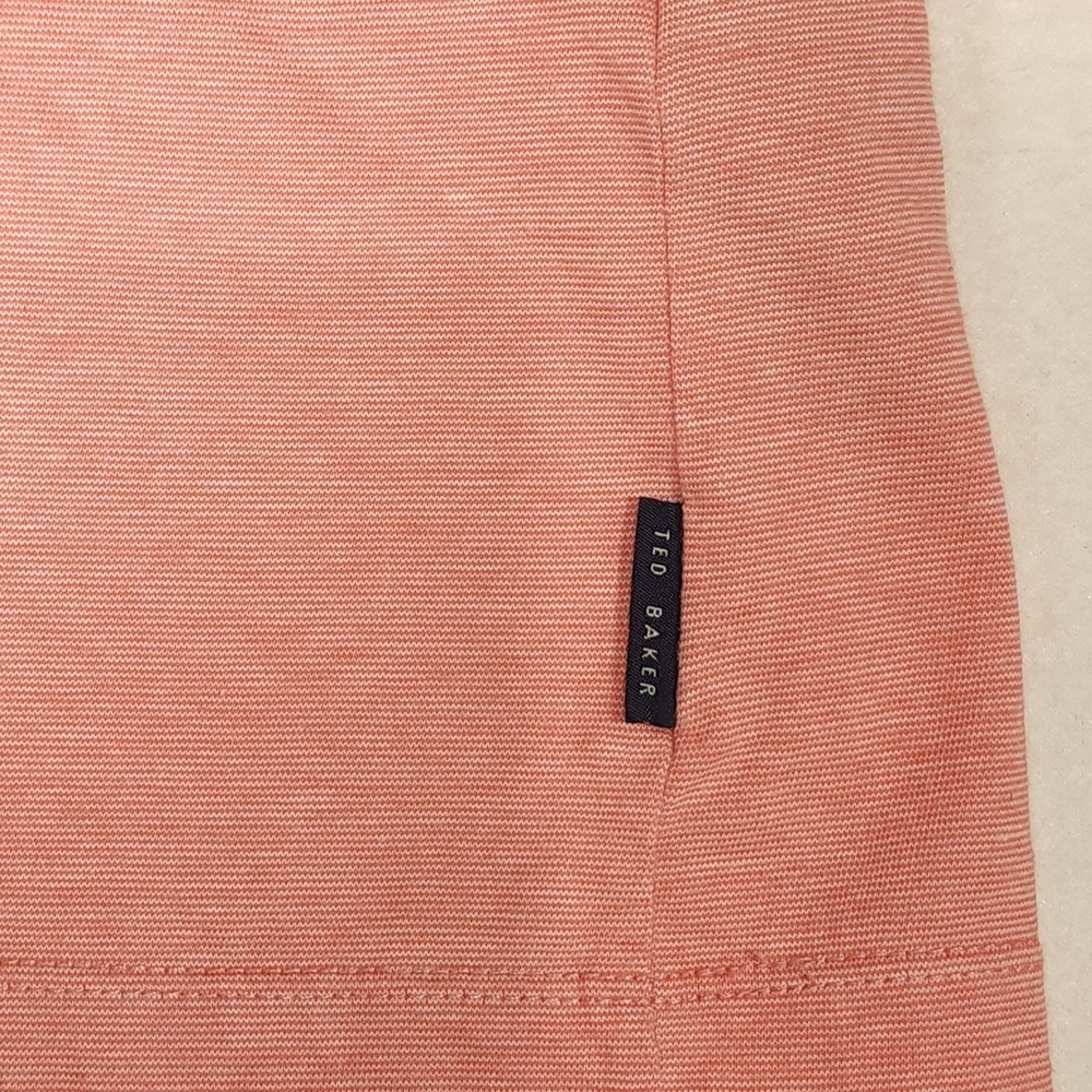 Ted Baker Polo Shirt Mens XL Pink Short Sleeve Cotton Contrast Collar Pocket - Picture 7 of 8